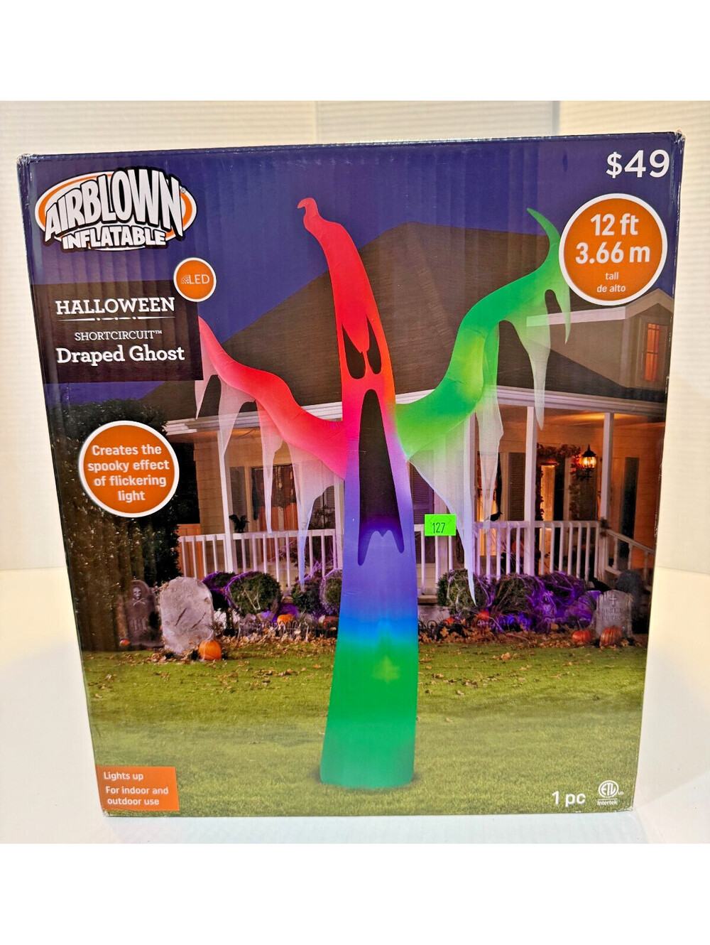 Gemmy Airblown 12 FT ShortCircuit Draped Ghost Halloween Inflatable LED